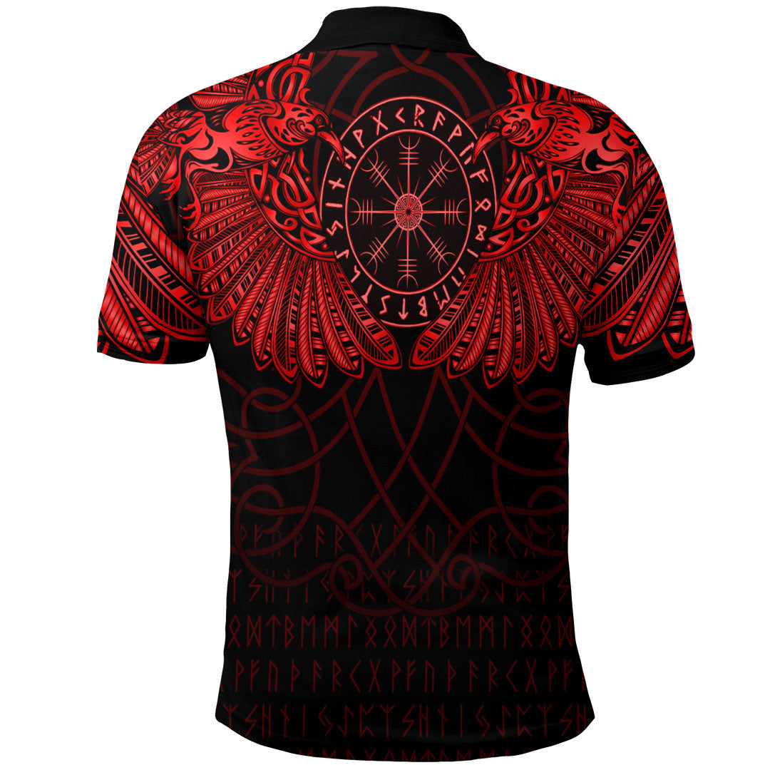 Viking Clothing Viking Odins Celtic Two Ravens Red Version Polo Shirt RLT12 - Wonder Print Shop