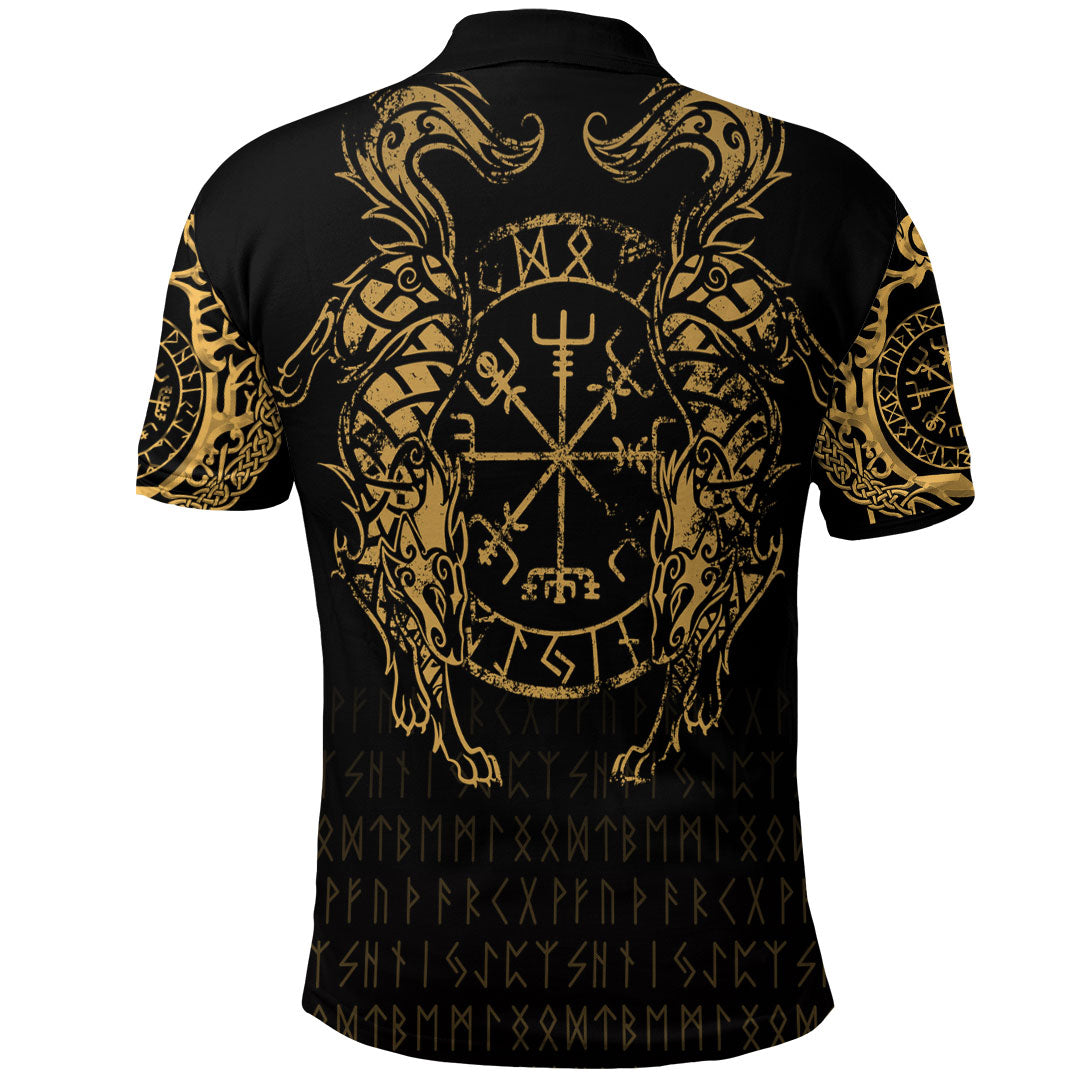 Viking Clothing Viking Compass Vegvisir Tattoo Gold Version Polo Shirt RLT12 - Wonder Print Shop