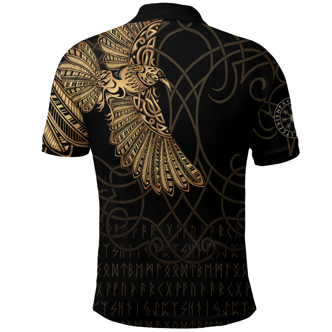 Viking Clothing Viking Odins Celtic Ravens Gold Version Polo Shirt RLT12 - Wonder Print Shop