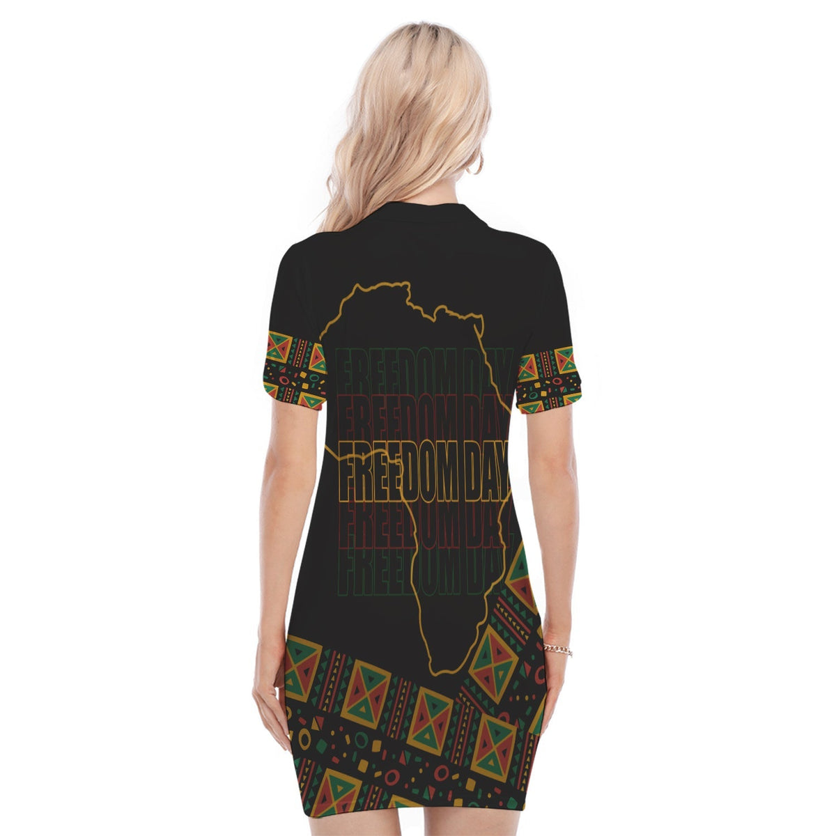 juneteenth-tribal-pattern-polo-dress-freedom-day