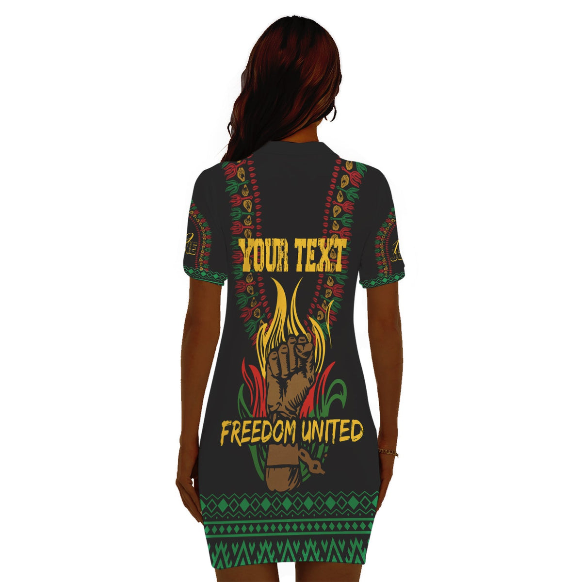 juneteenth-dashiki-personalised-polo-dress-freedom-united-pan-african-flag