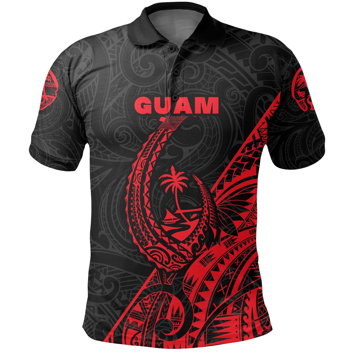 Custom Guam Rugby Polo Shirt Polynesian Patterns Style Red LT16 - Wonder Print Shop