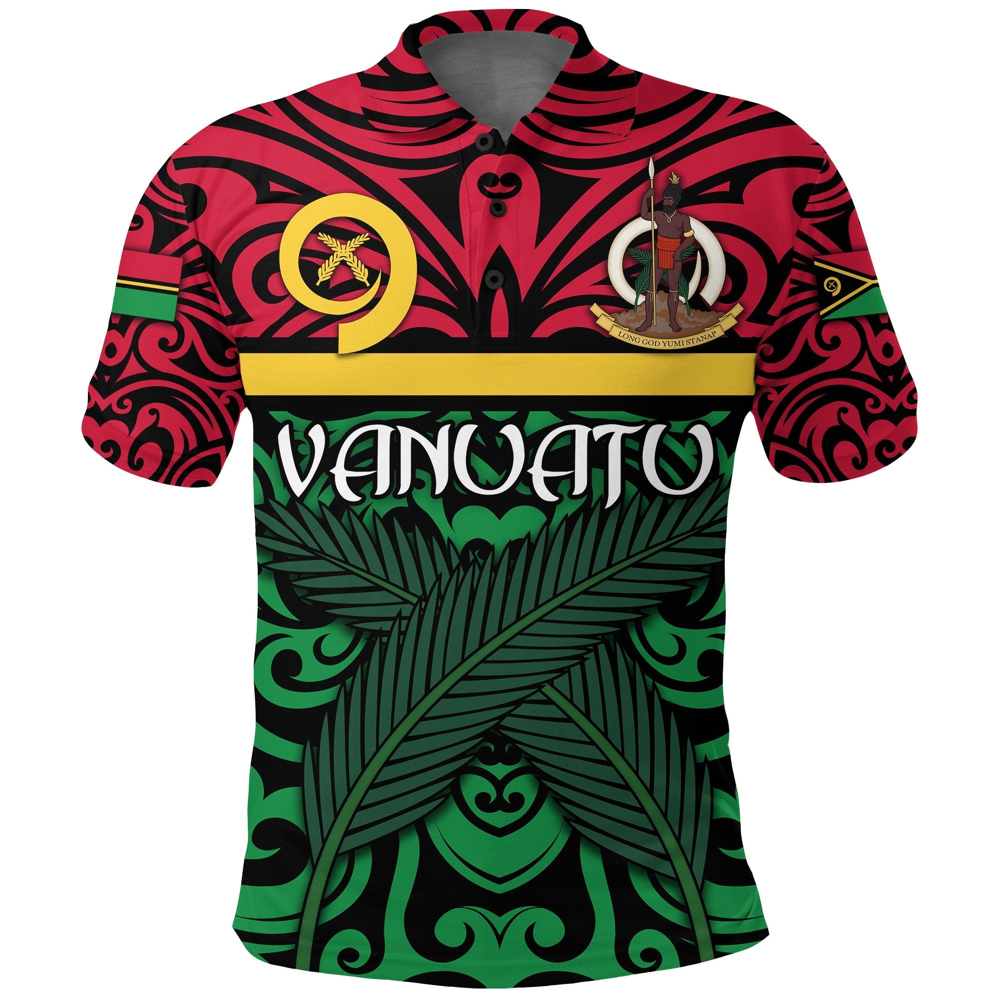 Vanuatu Polo Shirt Melanesian Warrior Version 2 LT4 - Wonder Print Shop