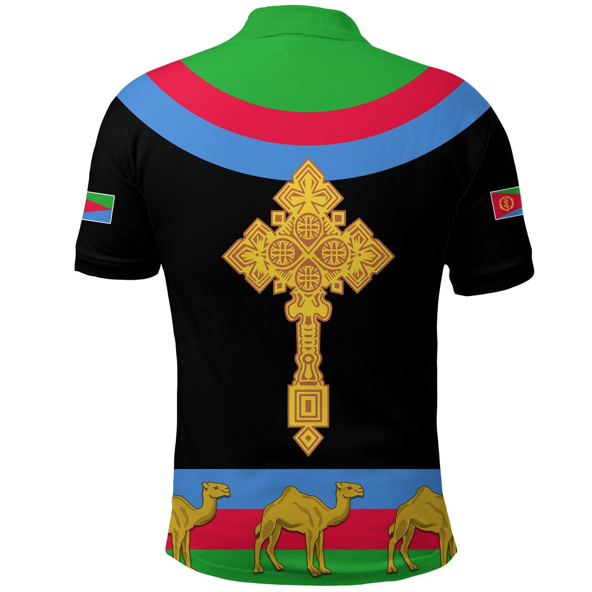 Eritrea Polo Shirt Cross Flag Camel Black LT13 - Wonder Print Shop