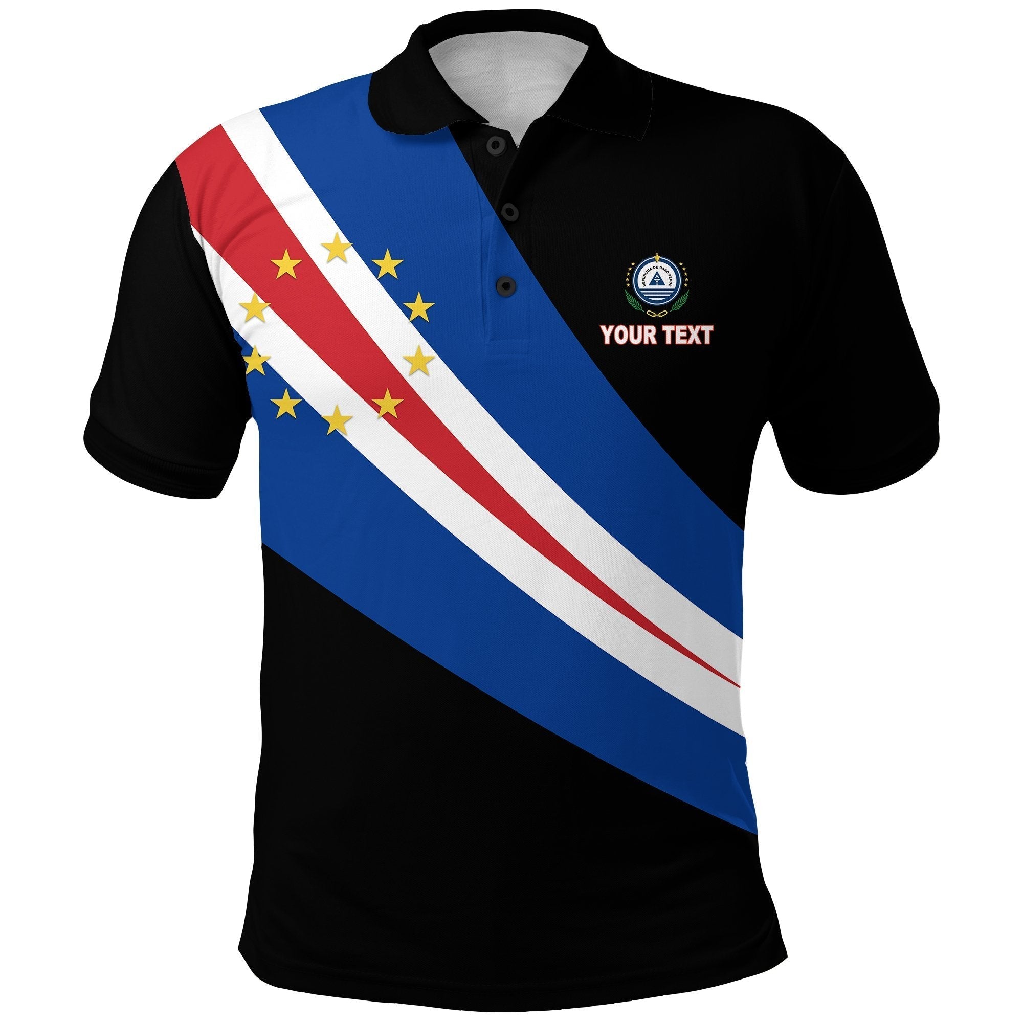 Custom Cape Verde Polo Shirt Flag Version Black LT13 - Wonder Print Shop