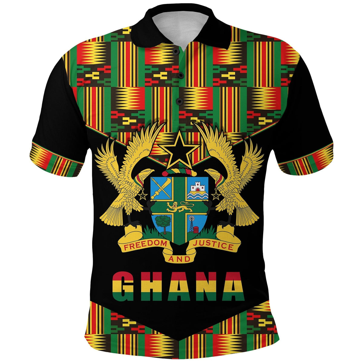 Ghana Proud Polo Shirt Ankara Kente LT13 - Wonder Print Shop
