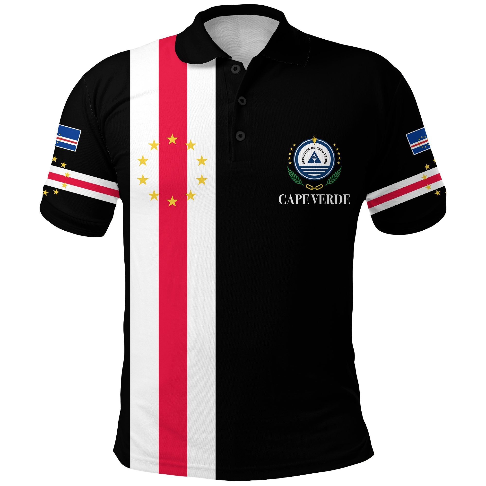 Cape Verde Polo Shirt Striped Version Black LT13 - Wonder Print Shop