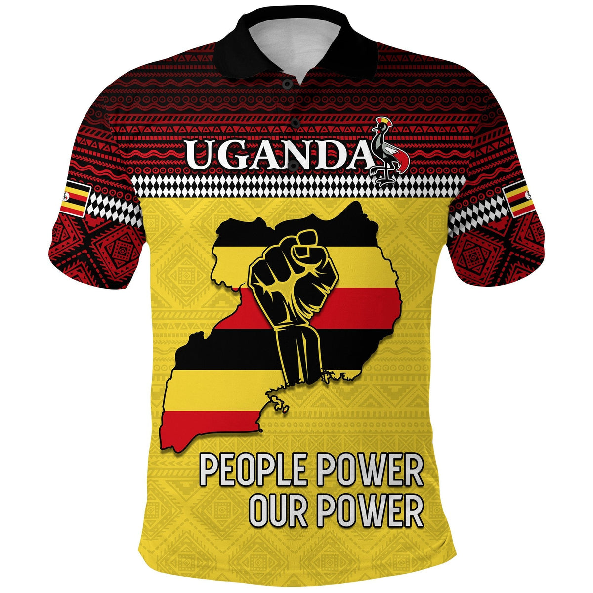 Uganda Polo Shirt African Pattern People Power Our Power LT13 - Wonder Print Shop