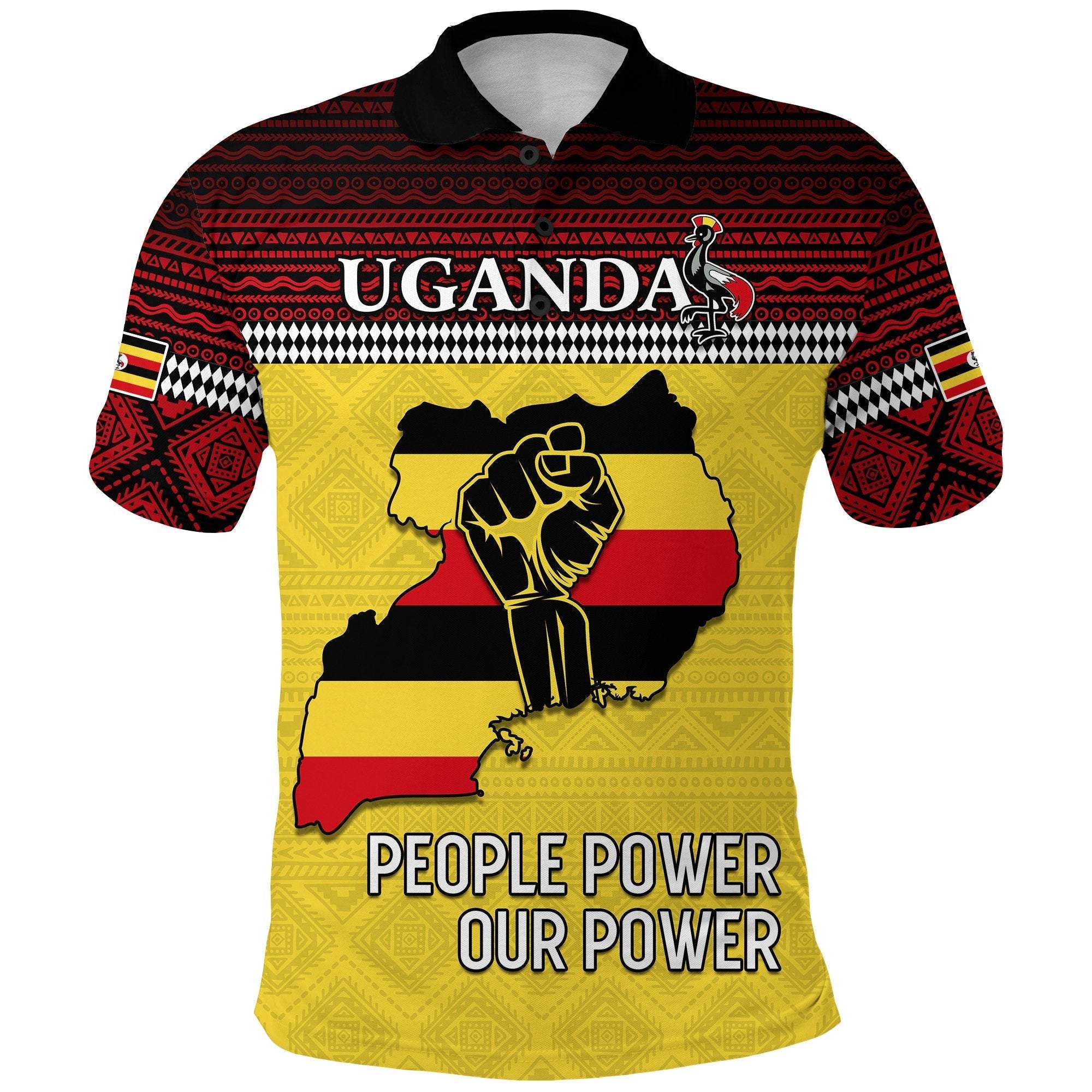 Uganda Polo Shirt African Pattern People Power Our Power LT13 - Wonder Print Shop