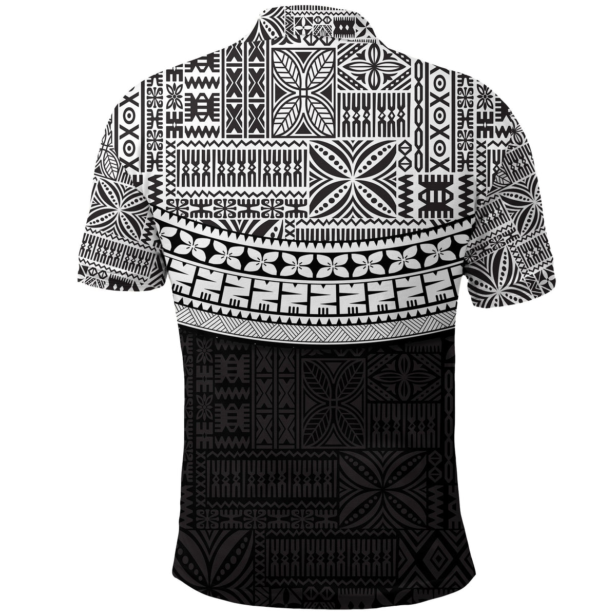 Fiji Tribal Black Polo Shirt Polynesian Chest White Style - Wonder Print Shop