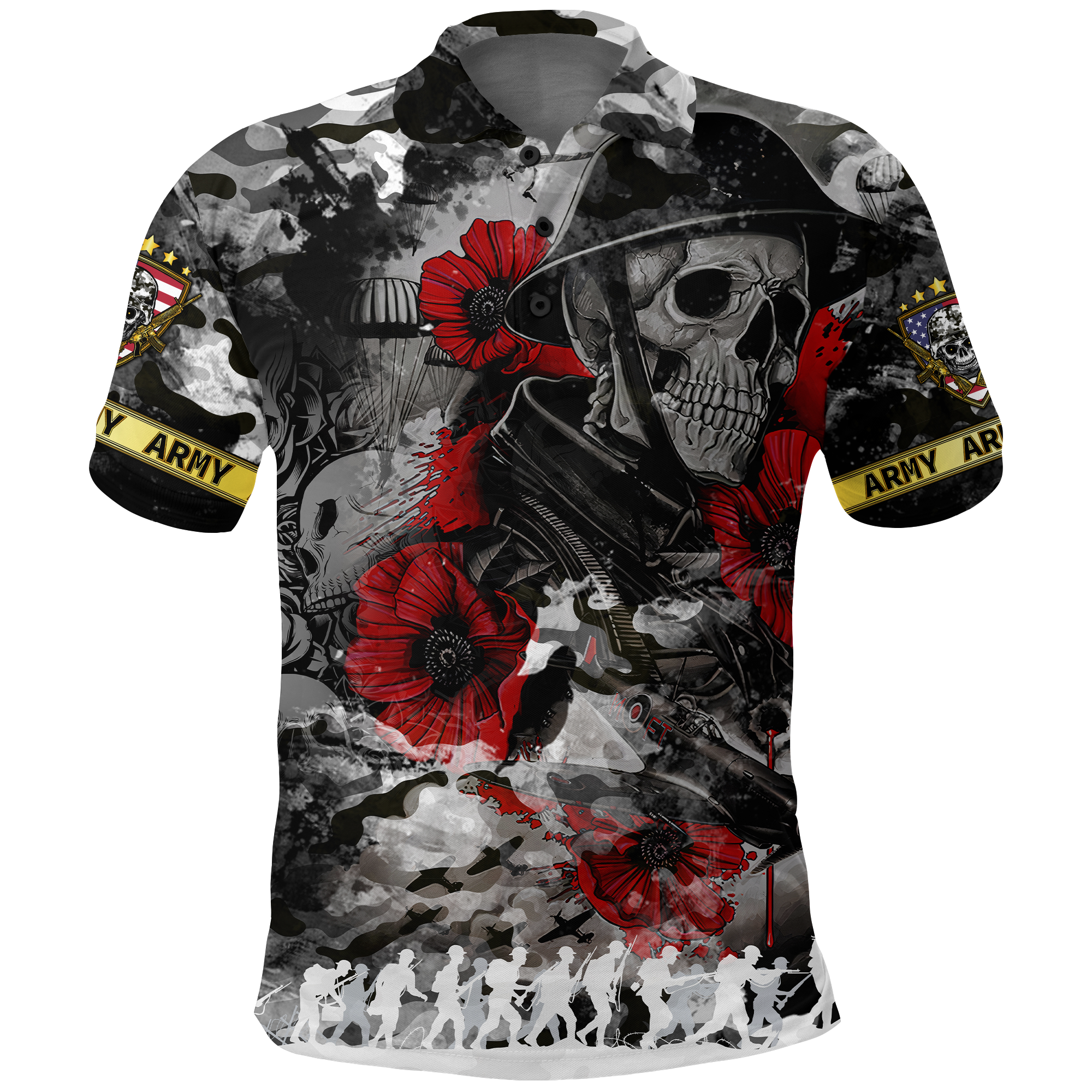 Skull Camo U.S Army Undying Love For The Motherland Polo Shirt LT2 - Wonder Print Shop