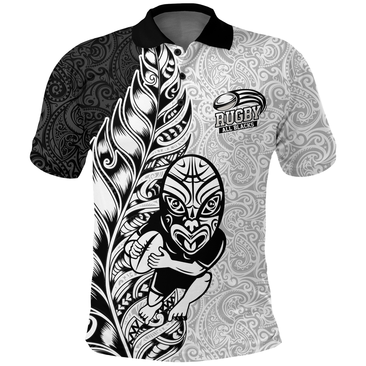 New Zealand Maori All Black Rugby Polo Shirt LT2 - Wonder Print Shop