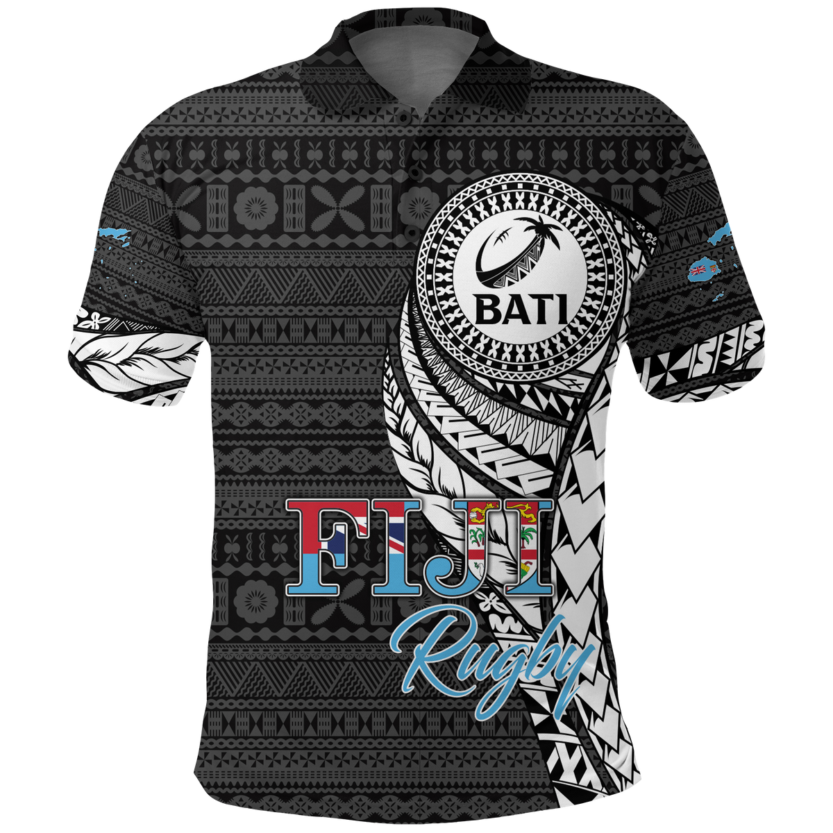 Custom Fiji Rugby Bati Tapa Pattern Polo Shirt LT2 - Wonder Print Shop