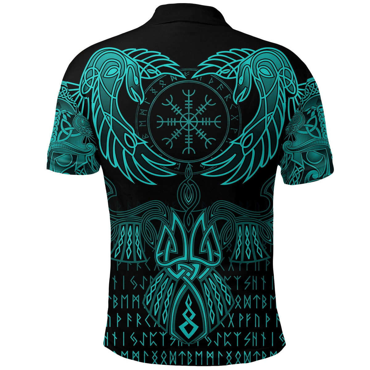 Viking Polo Shirt Raven Of Odin Cyan RLT12 - Wonder Print Shop