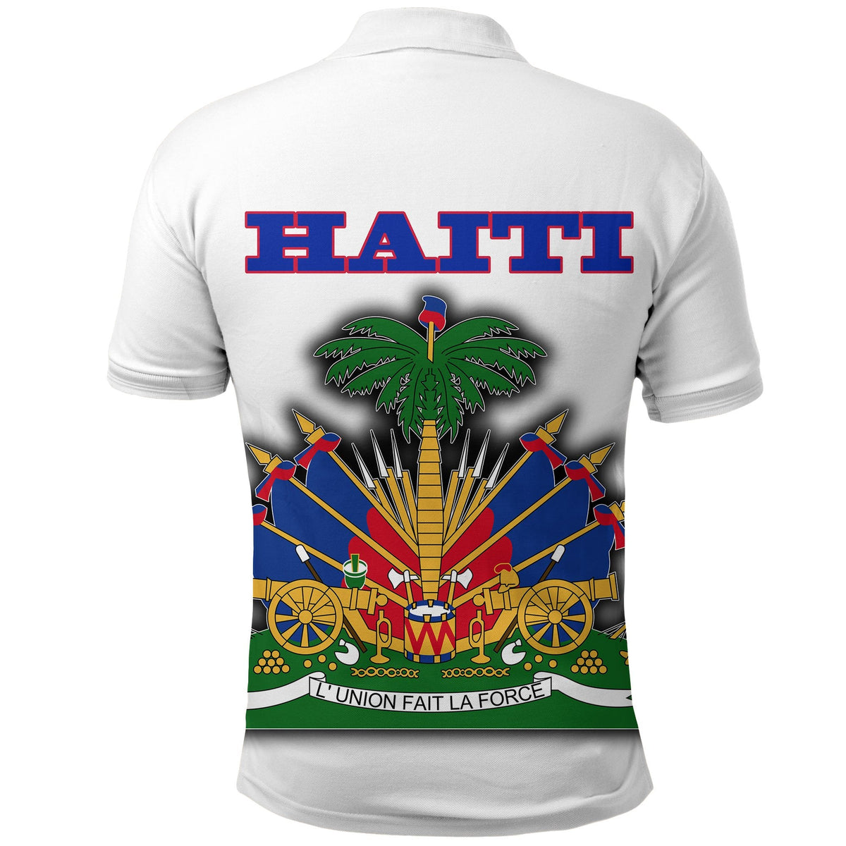 Haiti Polo Shirt Flag With Coat Of Arm (White) - Wonder Print Shop