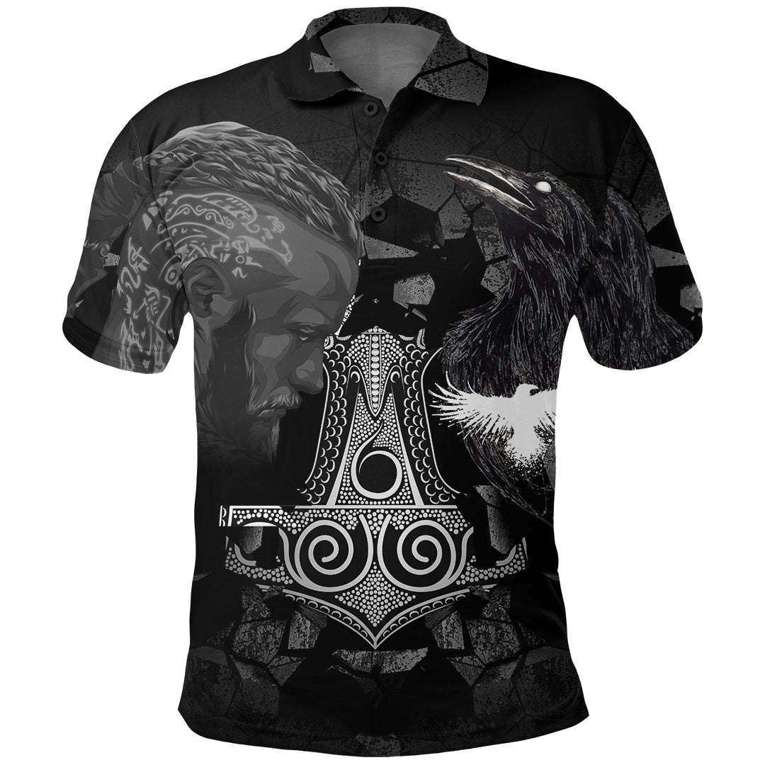 Viking Ragnar and Raven Style Mjolnir Polo Shirt RLT12 - Wonder Print Shop