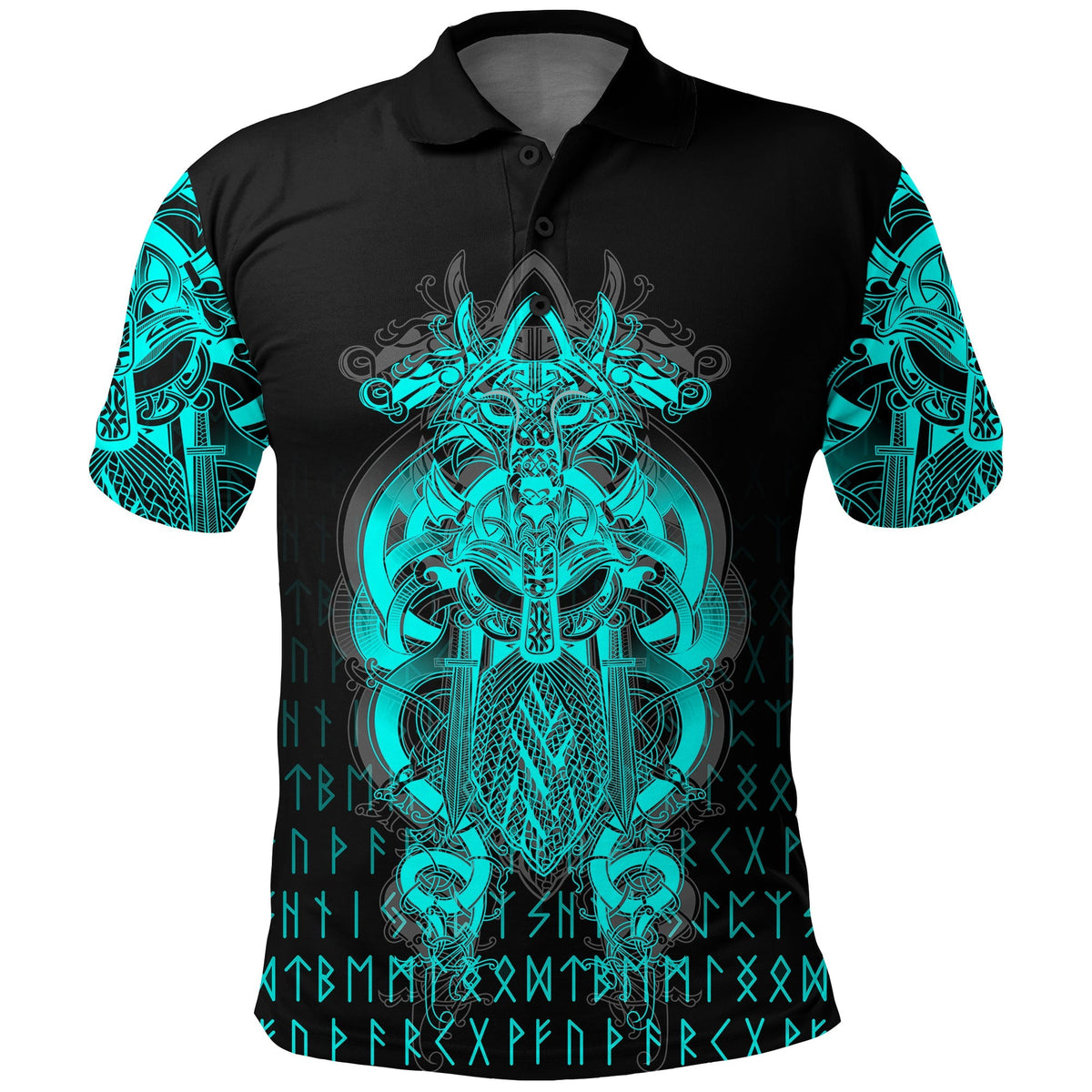 Viking Tyr Tattoo Cyan Polo Shirt RLT12 - Wonder Print Shop