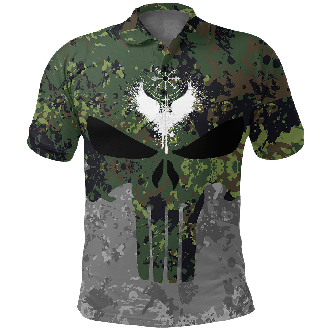Viking Viking Skull Punisher Style Camo Polo Shirt RLT12 - Wonder Print Shop