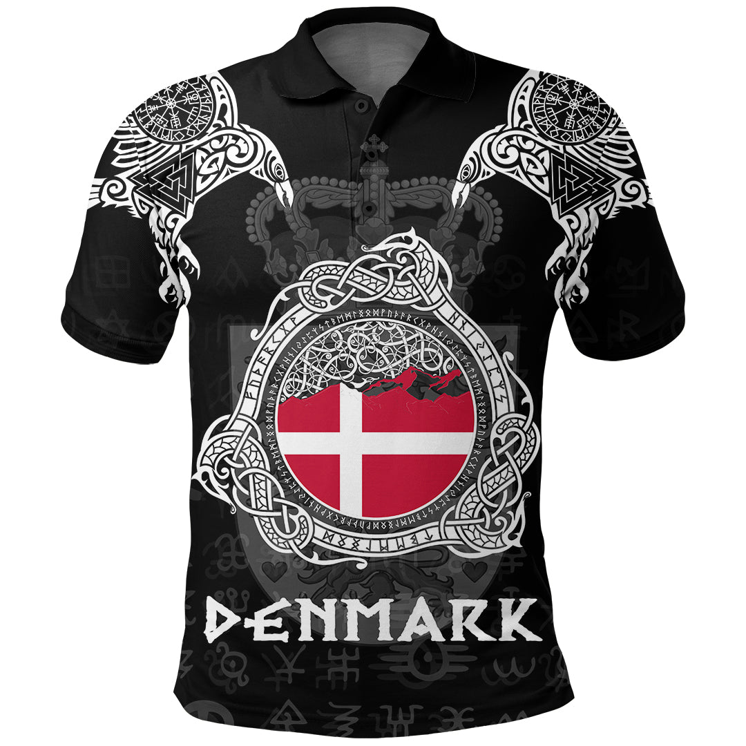 Viking Denmark Style Double Raven of Odin Polo Shirt RLT12 - Wonder Print Shop
