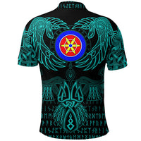 Viking Kven Polo Shirt Valknut of Odin Cyan RLT12 - Wonder Print Shop
