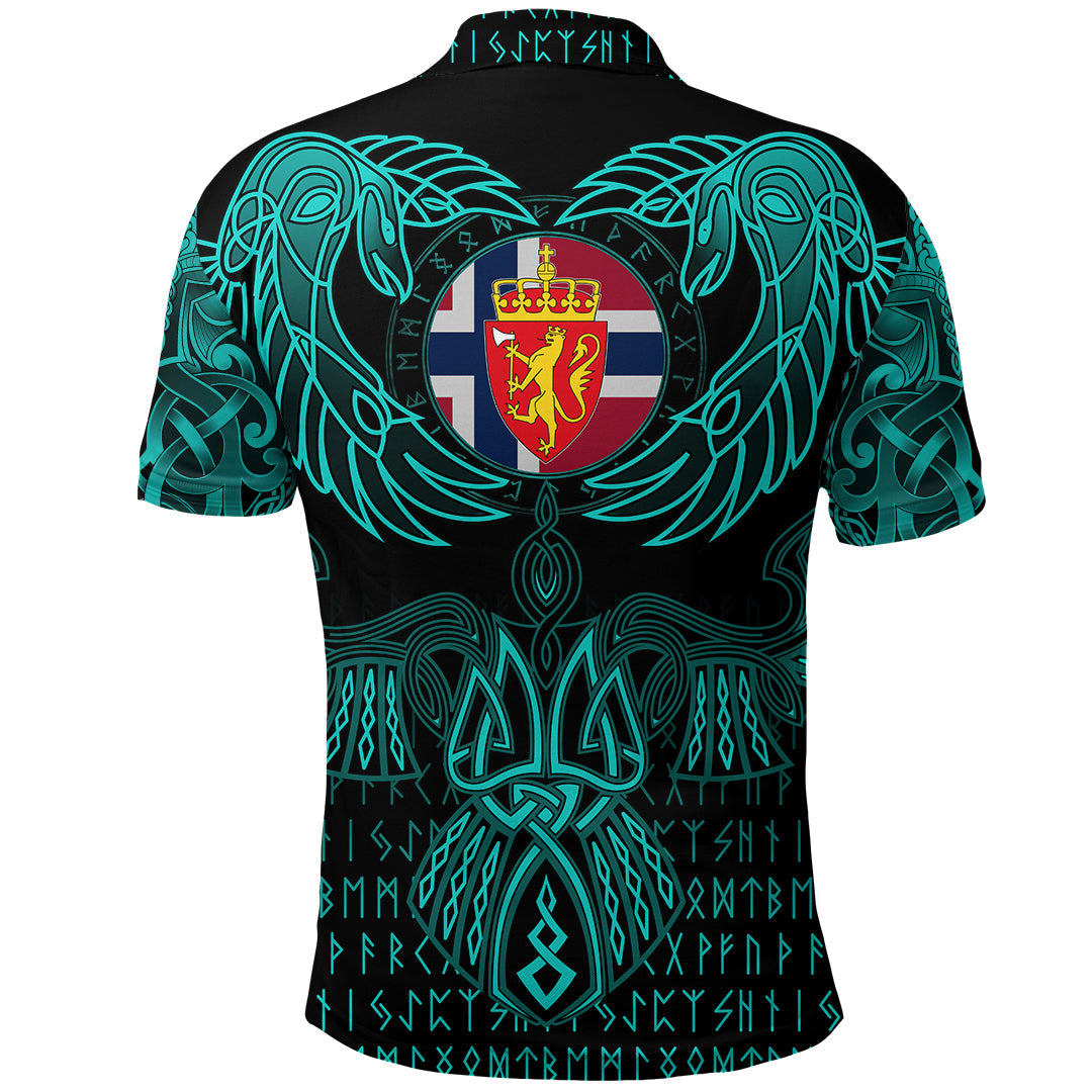 Viking Sami Polo Shirt Valknut of Odin Cyan RLT12 - Wonder Print Shop