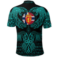 Viking Sami Polo Shirt Valknut of Odin Cyan RLT12 - Wonder Print Shop