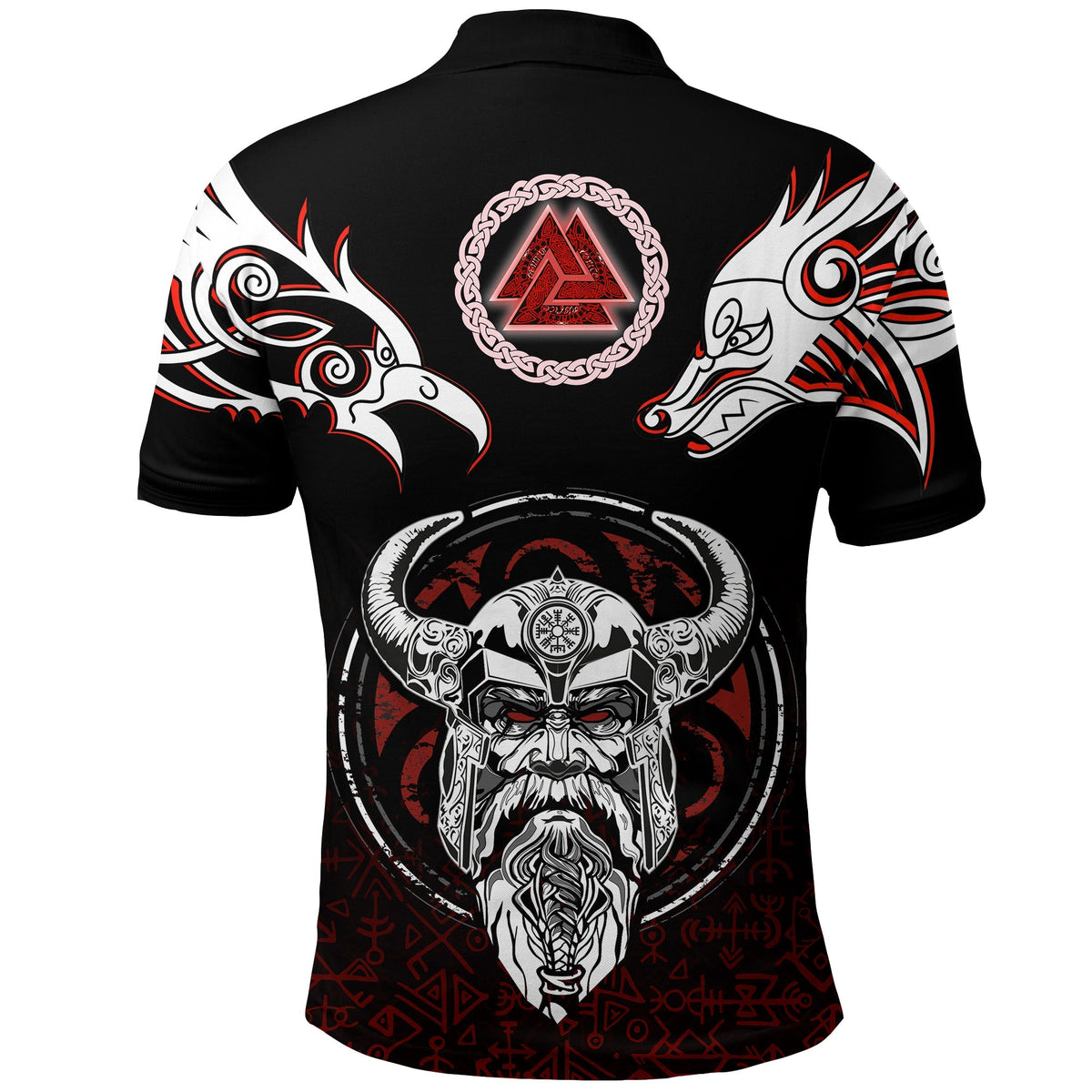 Viking Polo Shirt Odin, Raven, Fenrir and Valknut RLT12 - Wonder Print Shop