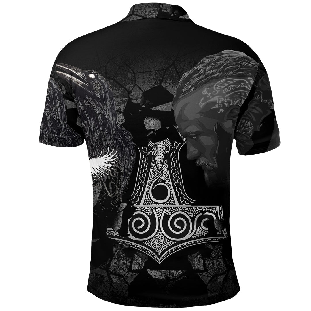 Viking Ragnar and Raven Style Mjolnir Polo Shirt RLT12 - Wonder Print Shop