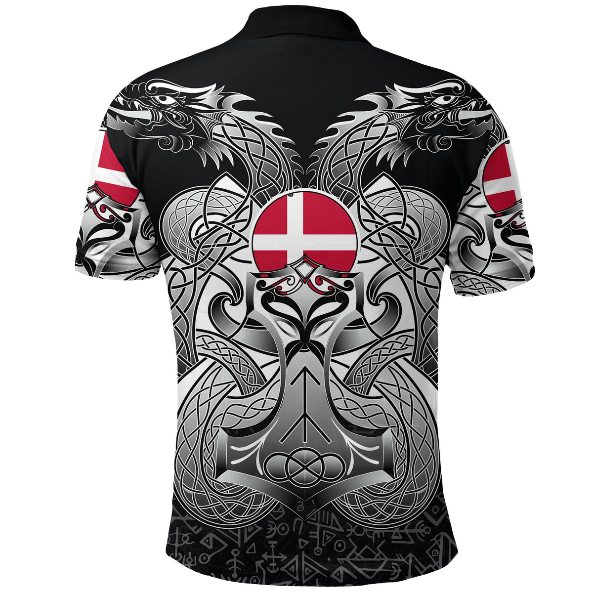 Viking Polo Shirt Denmark Mjolnir and Double Dragon RLT12 - Wonder Print Shop
