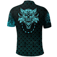 Viking Polo Shirt Fenrir Viking Cyan 3D RLT12 - Wonder Print Shop