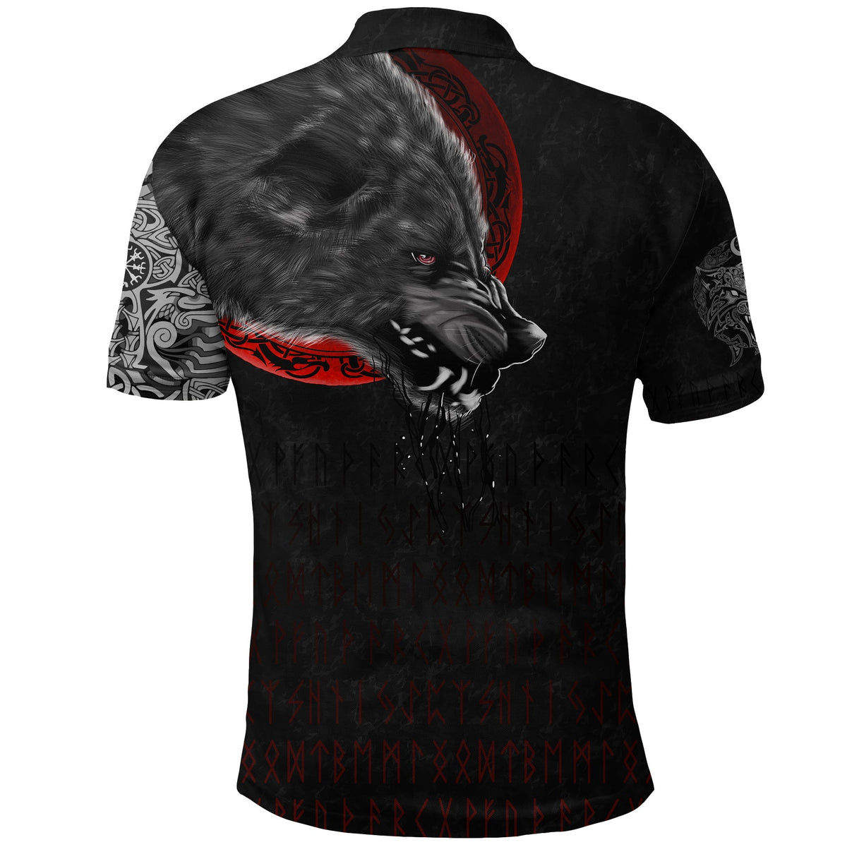 Viking Polo Shirt Wolf and Blood Moon RLT12 - Wonder Print Shop