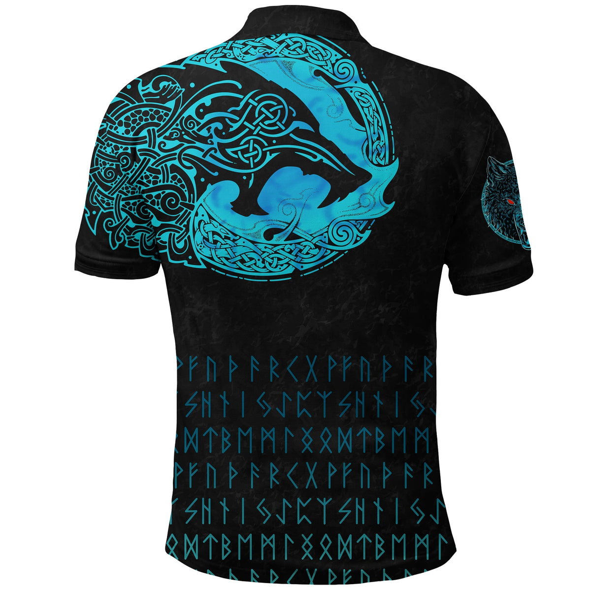 Custom Viking Polo Shirt Fenrir Wolf Cyan RLT12 - Wonder Print Shop