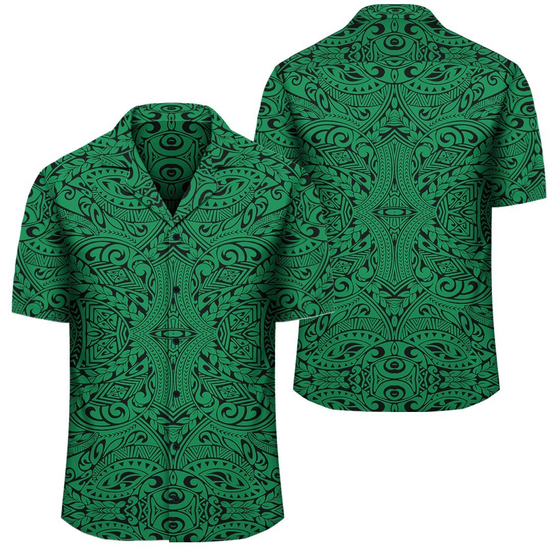Polynesian Culture Green Hawaiian Shirt - Wonder Print Shop