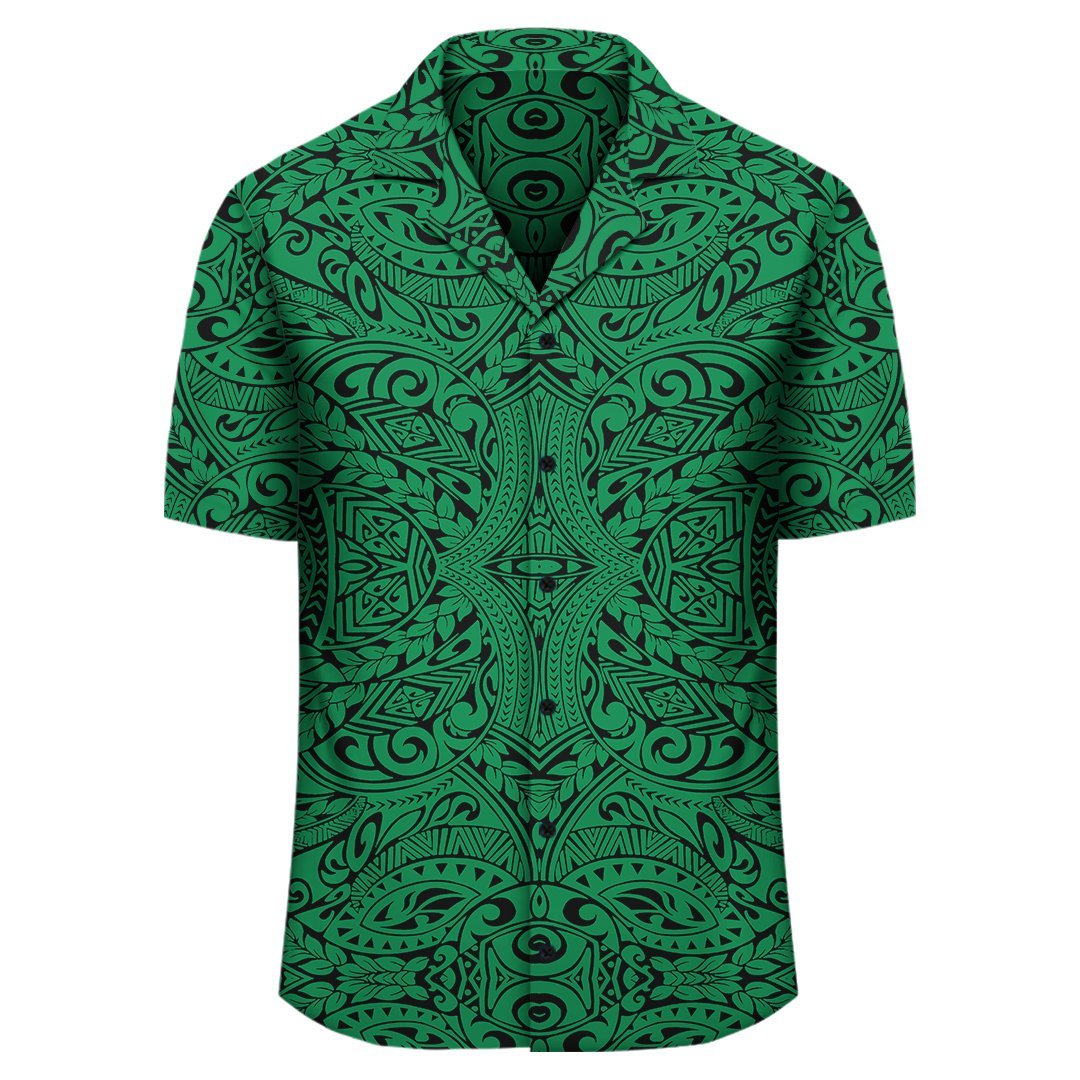 Polynesian Culture Green Hawaiian Shirt - Wonder Print Shop
