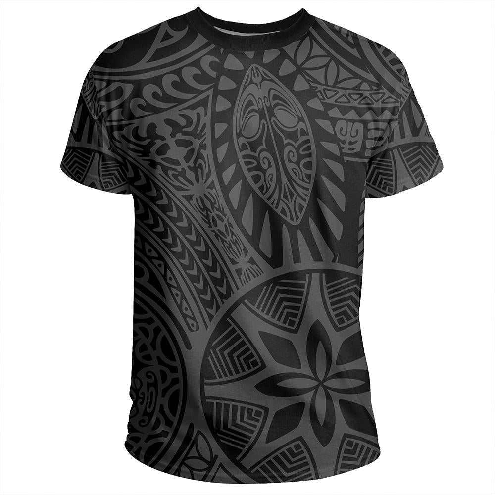 Polynesian Hawaiian Style Tribal Tattoo Gray T Shirt - Wonder Print Shop