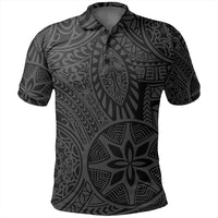 Unisex Polynesian Hawaiian Style Tribal Tattoo Gray Polo Shirt - Wonder Print Shop