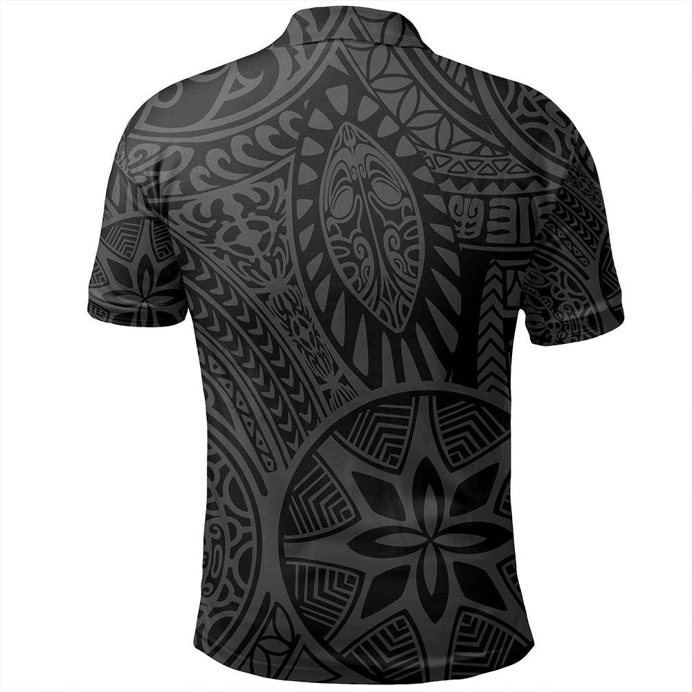 Unisex Polynesian Hawaiian Style Tribal Tattoo Gray Polo Shirt - Wonder Print Shop