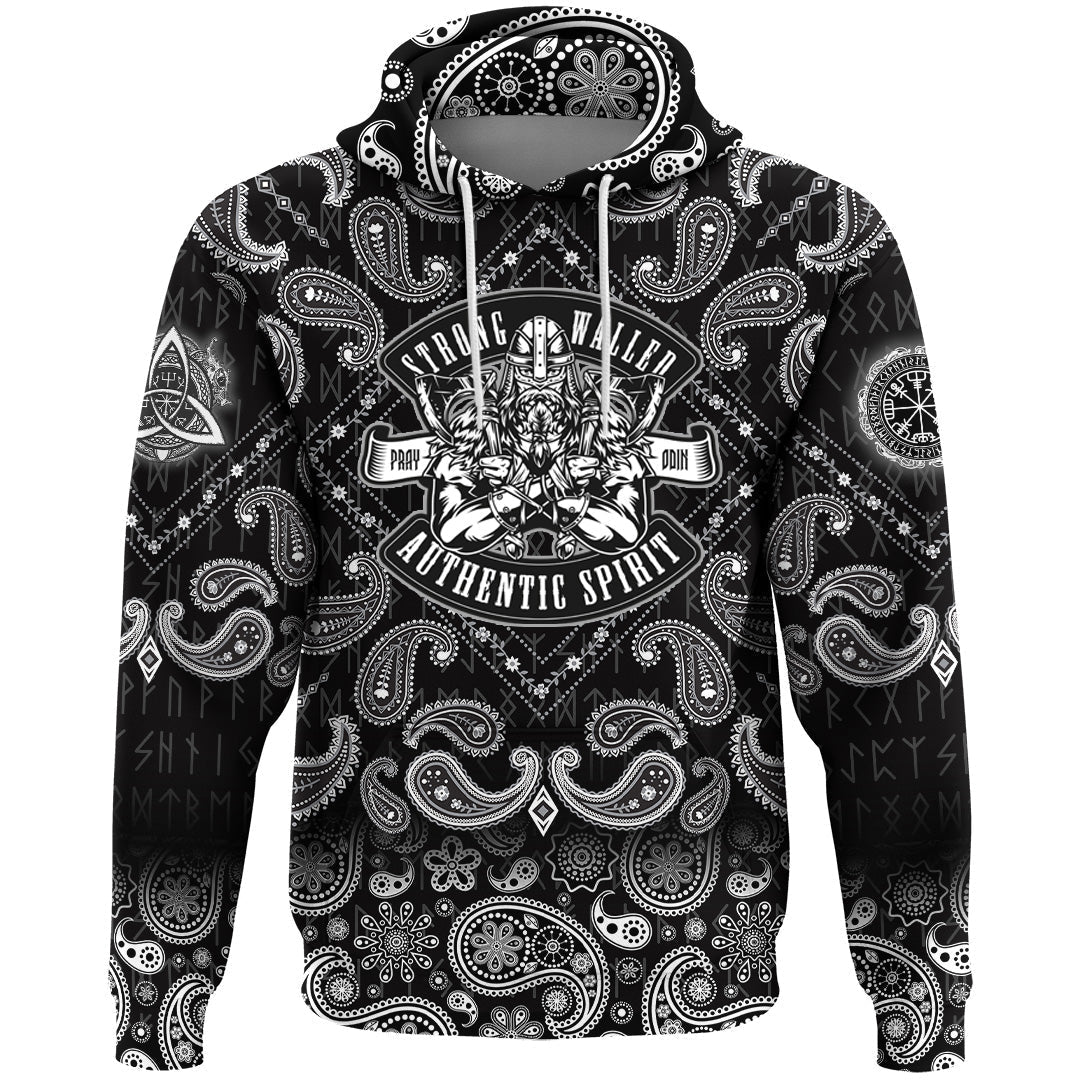 Viking Hoodie Pray Odin with Bandana Paisley Style RLT12 - Wonder Print Shop