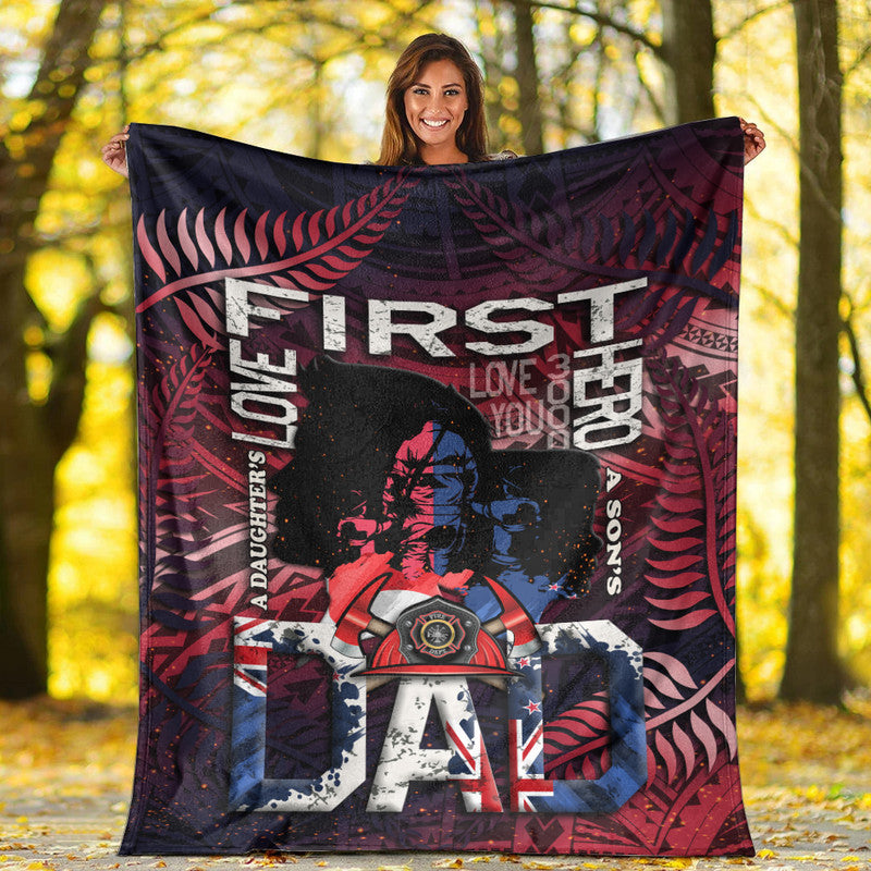 fathers-day-new-zealand-firefighter-dad-premium-blanket-maori-pattern