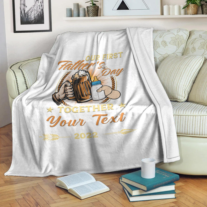 custom-father-day-premium-blanket-our-first-father-day-simple-style-white