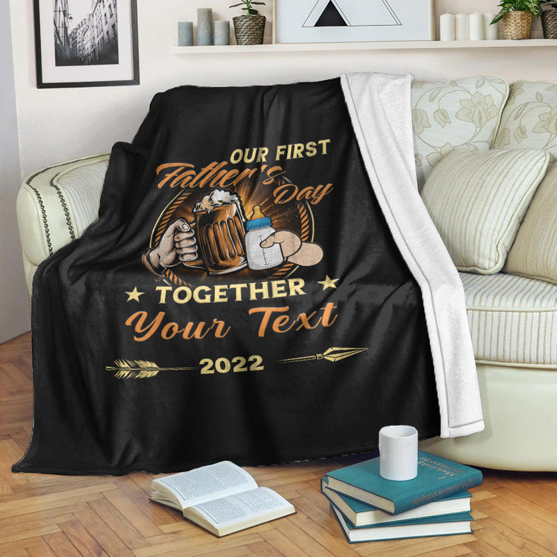 custom-father-day-premium-blanket-our-first-father-day-simple-style-black