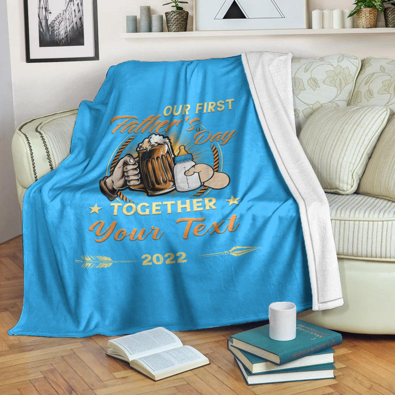 custom-father-day-premium-blanket-our-first-father-day-simple-style-blue