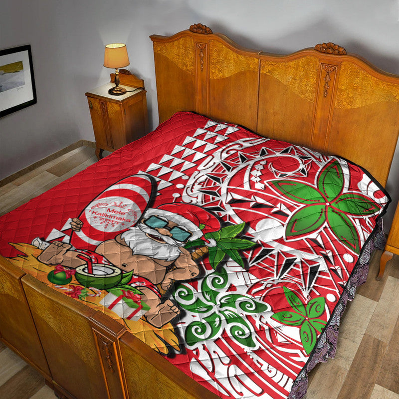 Hawaii Mele Kalikimaka Santa Claus Beach Premium Quilt LT6 - Wonder Print Shop