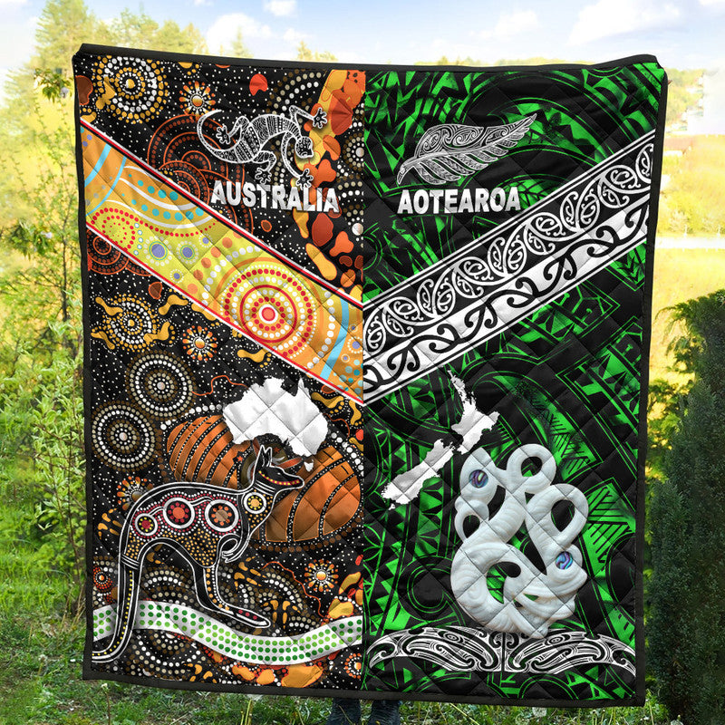 New Zealand Maori Aotearoa and Australia Aboriginal Premium Quilt Together Green LT8 - Wonder Print Shop