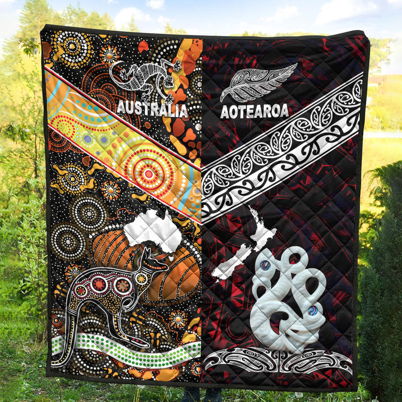 New Zealand Maori Aotearoa and Australia Aboriginal Premium Quilt Together Red LT8 - Wonder Print Shop