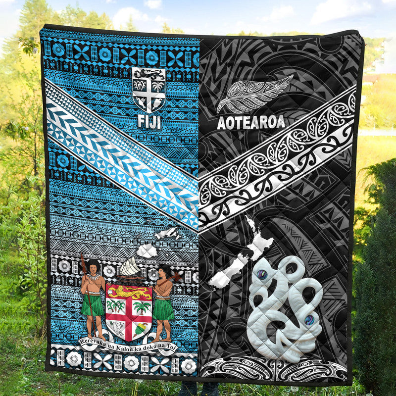 New Zealand and Fiji Premium Quilt Together Black LT8 - Wonder Print Shop