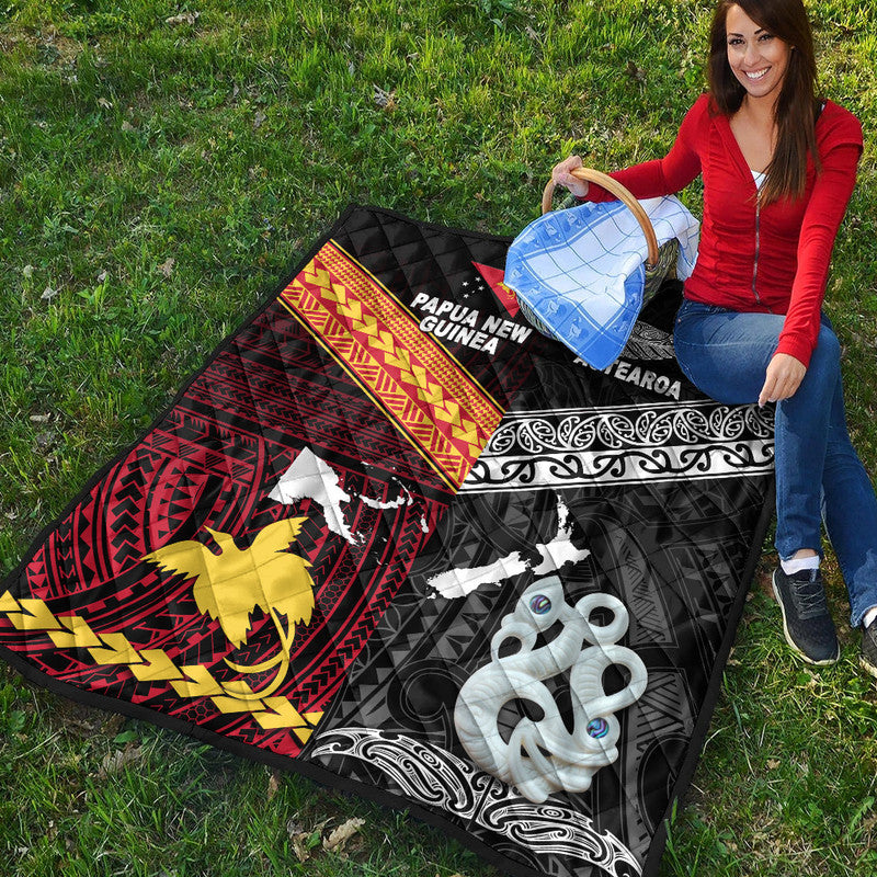 New Zealand and Papua New Guinea Premium Quilt Together Black LT8 - Wonder Print Shop