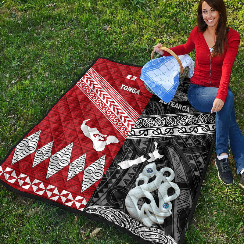 New Zealand and Tonga Premium Quilt Together Black LT8 - Wonder Print Shop