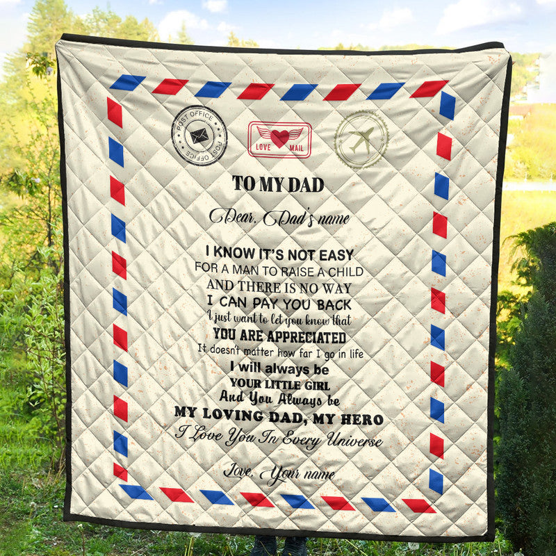 (Custom) Father Day Premium Quilt Letter From Daughter Simple Style LT8 - Wonder Print Shop