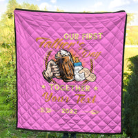 (Custom) Father Day Premium Quilt Our First Father Day Simple Style - Pink LT8 - Wonder Print Shop